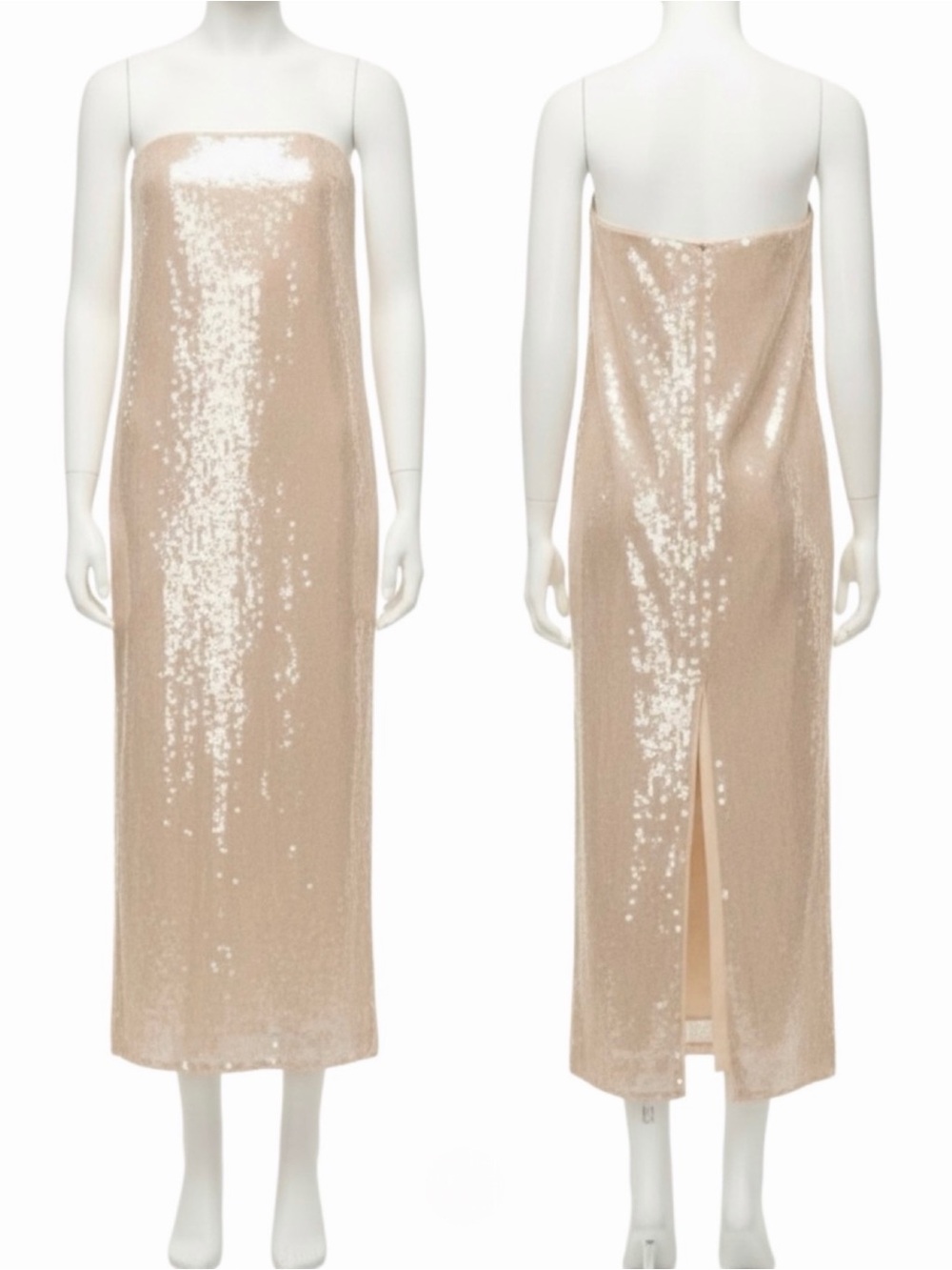 STAUD Casey Women’s Ivory Strapless Sequined Maxi Dress Evening Gown Size 6 NEW - Picture 11 of 16